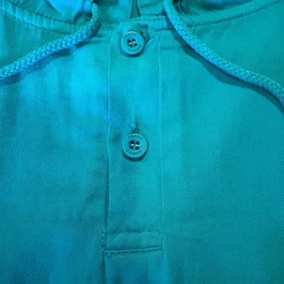 Crazy Shirts Hawaiian Henley Turquoise Green Floral Drawstring Neck Womens L - Picture 10 of 10